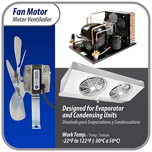 Appli Parts APFM-161E 16W Condenser and Evaporator Fan Motor 115V 60Hz 0.95A, Includes 10in Aluminum Fan Blade and Mounting Base, Universal Replacement for Commercial Refrigeration Units