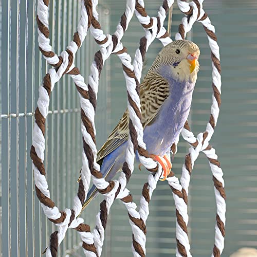 3 Pieces Bird Rat Climbing Rope Net Toy for Cage Bird Rope Perch Swing, Ladder Bridge Hanging Hammock, Small Animal Activity Toy for Gerbil, Mouse, Mice, Parrot