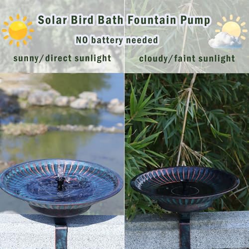 Solar Bird Bath,Deck Bird Bath with Solar Fountain,Deck Mounted Bird Bath