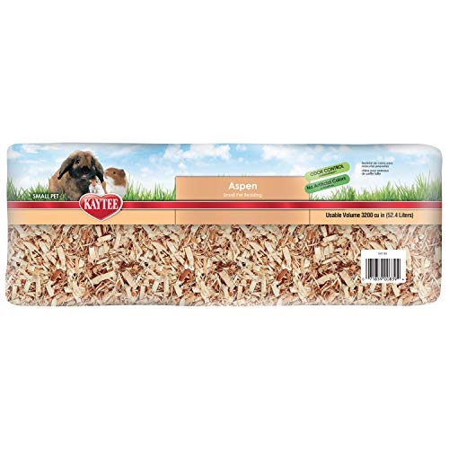 Kaytee Aspen Bedding for Small Animals, 52.4 Liter | Less mess. Aspen hamster bedding. 99.9% dust-free wood shavings, guinea pig bedding, no aromatic oils - size: 52.4 Liter