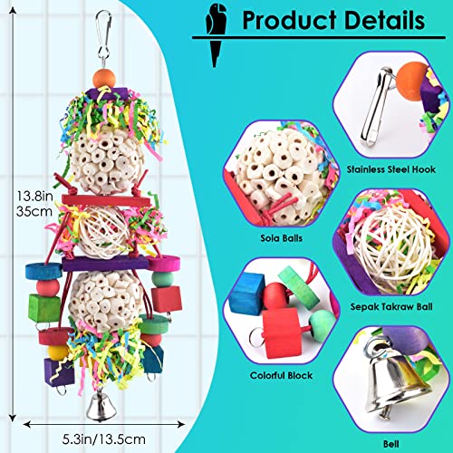 Bissap Conure Toys, Bird Parrot Foraging Shredder Hanging Toys Sola Balls Sepak Takraw with Bell for Small Parrots Parakeets Conures Cockatiels Love Birds Cage Toy - size: 1 PCS
