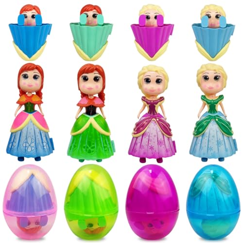 Pinkiwine 4 Pack Prefilled Easter Eggs with Princess Deformation Eggs Toys Inside for Kids Boys Girls Easter Basket Stuffers Gifts Party Favors - style: Style A