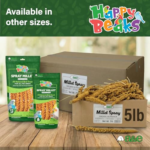 A&E Cage Co Premium French Millet Spray Bird Treat, 2 lb Bulk Bag | Grown in France, No Artificial Preservatives, Fiber & Mineral Rich, For Breeders & Multi-Bird Households - size: 2lbs