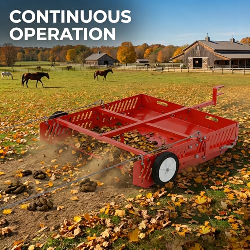 2-in-1 Scoop and Tow Manure Scooper, Yard Sweeper for Horse Manure, Versatile Lawn Sweeper, and Efficient Drag Manure Collector for Easy Cleanup