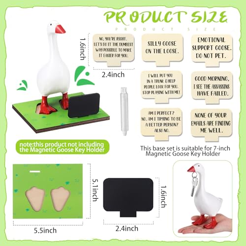 Relaxweex 10 Pcs Magnetic Goose Key Holder Wooden Base with Interchangeable Signs Writable Signs Chalk Accessories for Magnetic Key Holder Cute Resin Statue Decor(Goose Not Included) (Lovely) - style: Lovely