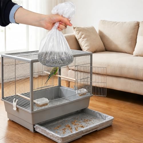 50 Pcs Disposable Bird Cage Liners, 34 x 22 Inch Clear Plastic Bird Cage Liner Large Size Parakeet Cages Bottom Liner for Finches Canaries, Cockatiels, Macaws