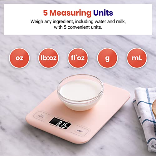 Etekcity Food Kitchen Scale, Digital Grams and Ounces, Medium | Tare function, ideal for baking, weight loss, keto, meal prep, packages, liquids and jewelry, Pink - color: Pink