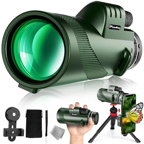 40X60 High Power Monocular Telescope with Tripod & Phone Adapter, HD Low Light Vision for Adults, Perfect for Wildlife Watching, Hiking, Camping and Sporting Events - color: Green 40