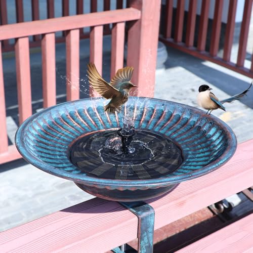 Solar Bird Bath,Deck Bird Bath with Solar Fountain,Deck Mounted Bird Bath