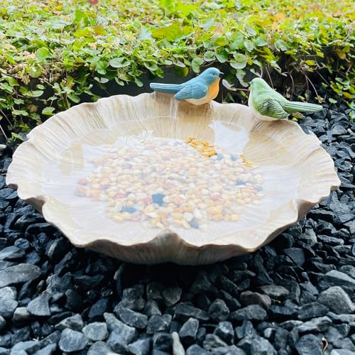 Ground Standing Bird Bath and Feeder, Resin Ground Bird Bath Bowl with Hummingbird Accents, Bird Bath for Outside Yard Garden Decor - color: Hummingbird Birdbath