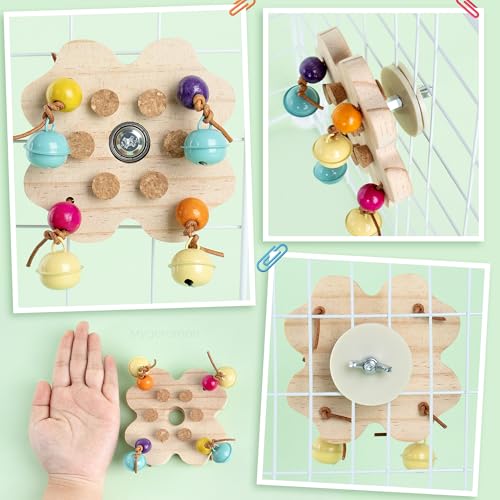 Mygeromon Bird Toys for Parakeets Interactive Spinning Cage Accessories | for Parrot, Budgie, Lovebird, with Bells