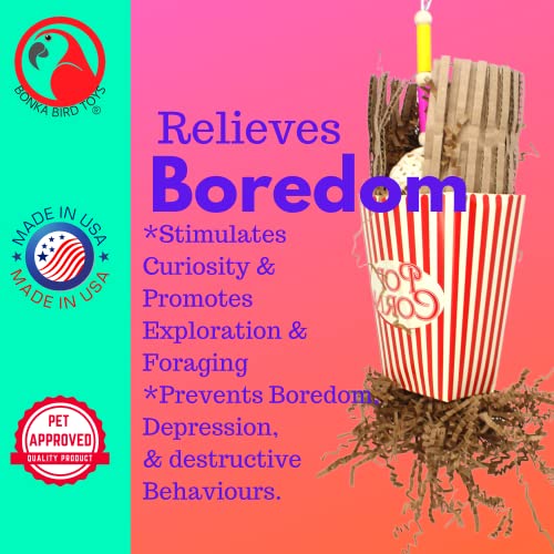 Bonka Bird Toys 2319 Sola Popcorn Medium Large Bird Toy Popcorn Paper Cardboard Rope Sola Atta Forage Chew Amazons Conure African Greys and Other Similar Birds