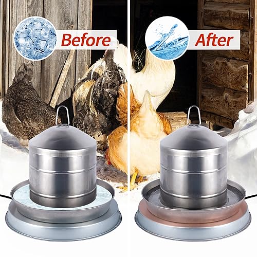 Chicken Water Heater for Winter， Heated Poultry Waterer Base,with Thermostat and 9.8ft Power Cord, Dia.11in - size: 1PACK