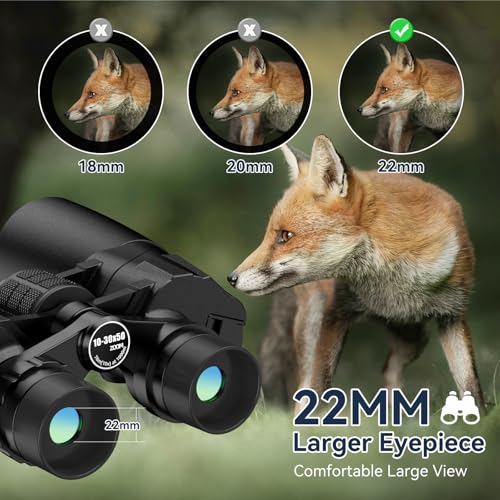 10-30X50 High Powered Zoom Binoculars for Adults - Professional Military HD Binoculars with BAK4 Prism/FMC Lens/Large View/Waterpoof/Low Light Night Vision for Bird Watching, Hunting, Outdoor, Hiking - color: 10-30X50 (BAK4)