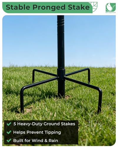 Metal Bird Bath for Outside Hummingbird Embossed Bowl with Stake | 13" W 3" Deep Birdbath Bowl, Adjustable Height, Removable Easy to Clean, 5-Prong Stake, Rust Resistant, Garden Decor