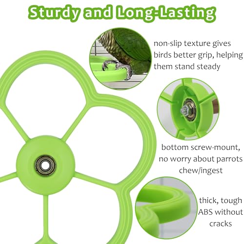 Washable Bird Spinning Perch Toy, with 1.8'' Washer Fit Most Cages | 360° Rotation Perch with Anti-Slip Texture, Sturdy Hanging Parakeet Cage Toy for 1-2 Birds Cockatiels Budgies Lovebirds - color: Green