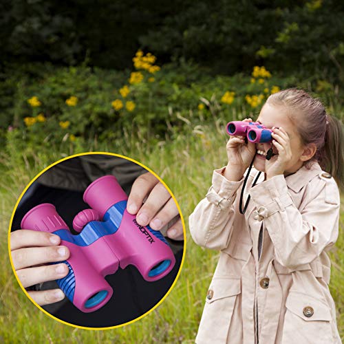 Binoculars for Kids, Girls or Boys Real Kids Binoculars in Vibrant Green Blue - Includes Sticker Book with 40 Bird Species - Small Toys for Toddlers - color: Green Blue