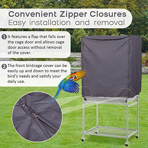 QBLEEV Birdcage Covers, Breathable Universal Bird Parrot Cage Cover Shade | Blackout windproof light-proof covering reduces distractions night accessories cloth without cage-24.8x17.7x31.5in (LxWxH) - color: Grey
