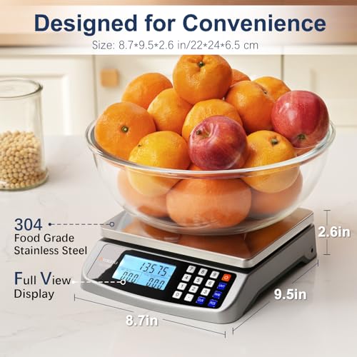 Atogou 110lb Food Scale, Commercial Kitchen Scale with Price Computing | Plug-in Usable, 0.05oz/1g Increment, 304 Stainless Steel, for Cooking, Vegetables, Farm, Industry, Counting. LC300 Grey - style: Grey 110lb/50kg