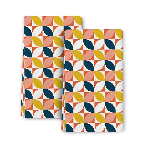 Mid Century Modern Kitchen Towels Decorative Set Vintage Tea Towels | Set of 2, Absorbent Dish Towel Retro Hand Drying Kitchen Bathroom Baking Cooking Cloth Home Decor 16'' x 24'' - color: Retro Modern