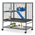 HABUTWAY 40''H Large Metal Rolling Ferrets Cage, 2-Tiers Small Animal Cages, Cage for Rats/Chinchillas, 0.5'' Bar Spacing for Ferret,Small Animal Cage w/Removable Ramp & Platform - size: 36.0"L x 23.0"W x 39.0"H
