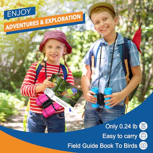 Toys for Boys Ages 3-7: LET'S GO! Kids Binoculars with Bird Watching Manual for 4 5 6 7 Year Old Boys Girls Outdoor Toy for Kid Ages 4-6 Camping Telescope Toddler Birthday Gift Stocking Stuffers - color: Light Blue