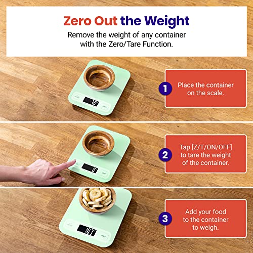 Etekcity Food Kitchen Scale, Digital Grams and Ounces, Large | Tare function, ideal for baking, weight loss, keto, meal prep, packages, liquids and jewelry, Green - color: Green