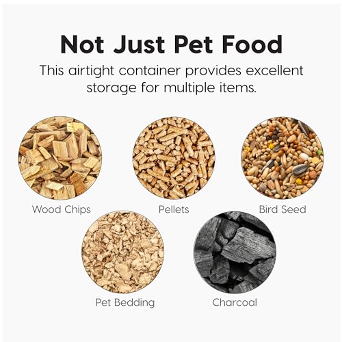 IRIS USA Dog Food Storage Container, Up to 13 lbs, Almond, Made in USA | BPA-Free, Airtight Seal, Best for Cat Food, Bird Seed, Chicken Feed, Pet Toys, Treats, Pellets - color: Almond