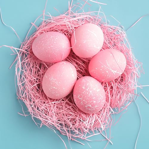 Seifar 5.3oz/150g Pink Easter Grass Basket Filler, Recyclable Shred Paper Shred Fillers Easter Basket Grass for Easter Gift Basket Gift Wrapping Party Decorations - color: Pink, size: 150g