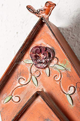 Dutch Cottage Bird House Stakes for Outside with Pole, Distressed Metal Birdhouse Stand for Outdoor Garden Decor(58") - style: Dutch Cottage