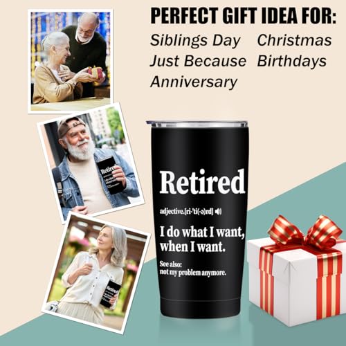 Retirement Gifts for Men 20 oz Tumbler, Retired Gifts Travel Coffee Mugs | Funny Retired Party Stainless Steel Insulated Tumbler, Best Gifts for Fathers Day Women Coworkers Christmas Birthday Gifts - color: Multi 1467