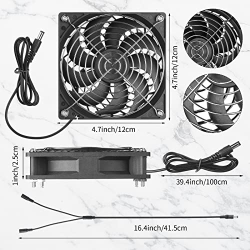 Riakrum 20W 16V Solar Panel Exhaust Fan Kit USB Portable Solar Powered Fan Summer Outdoor Waterproof Ventilator Fan for Chicken Coops, Greenhouses, Camping Exhaust (2 Sets)