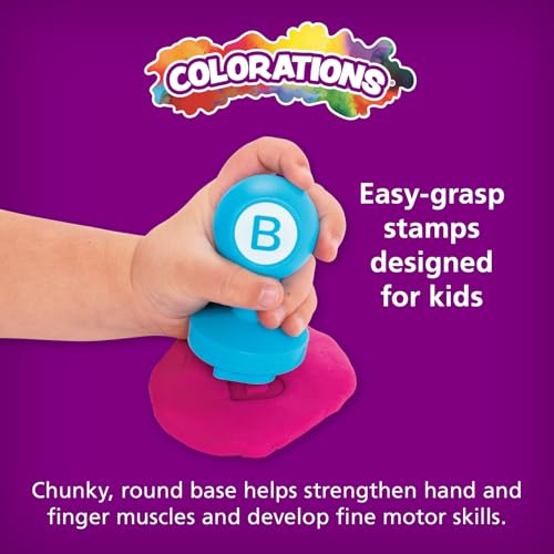 Colorations Alphabet Dough Stampers, 26 Uppercase Letter Stamps | For Toddlers & Preschoolers, Learn ABCs & Spelling, Play Dough Creative Play for Classrooms, Daycare, School & Homeschool