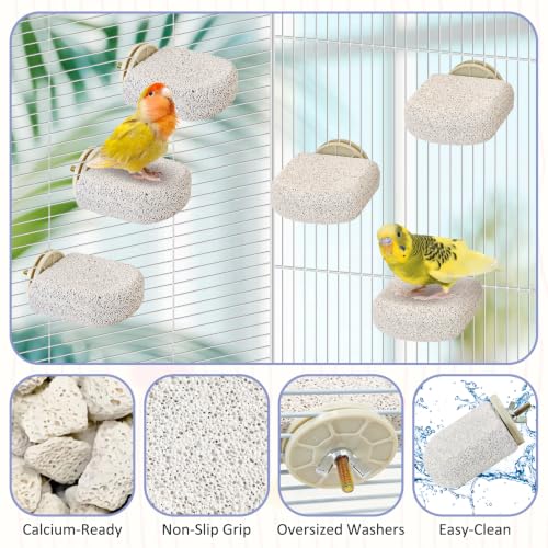 BNOSDM 6 Pcs Bird Beak Grinding Stone Calcium Parrot Perch Stand 2.8*2.6in - color: 6 Pcs- White (M)