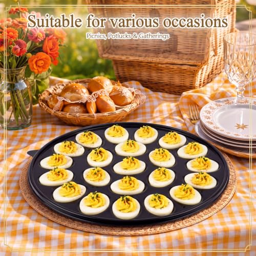 Shellwei 5 Pack Extra Large Deviled Egg Containers with Lids | Holds 110 Eggs Total (22 Each), Disposable Deviled Egg Tray Stackable Platters Trays for Party, Picnic & Fridge Storage - style: 22 Each
