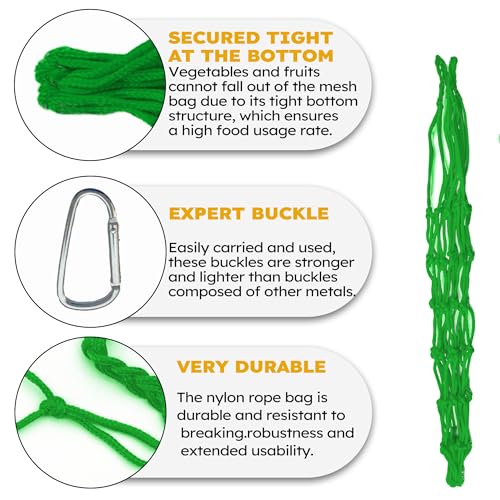 Chicken Vegetable Hanging Feeder 2PCS - Reusable Poultry Feeding String Bag, No Waste Enrichment Feeder for Hens Ducks Coops, Chicken Toy for Coops(Green) - color: Green