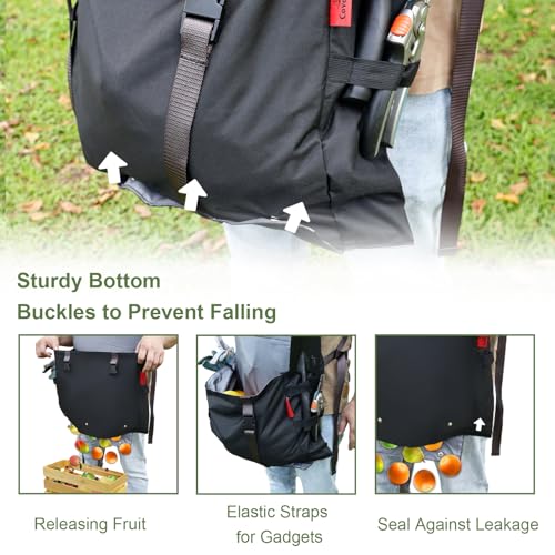 Gardening Apron Waterproof Cross Back Apron, Extra 600D Heavy Duty Apron Harvest and Large Quick Release Pockets - color: Black, size: Medium