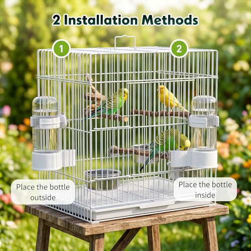 2 Pack Bird Water Dispenser for Cage, Automatic Bird Water Feeder | 4.73 Fl Oz Parakeet Water Dispenser Plastic No Mess Suspended Birds Waterer for Parakeet, Cockatiel, Budgie, Lovebirds