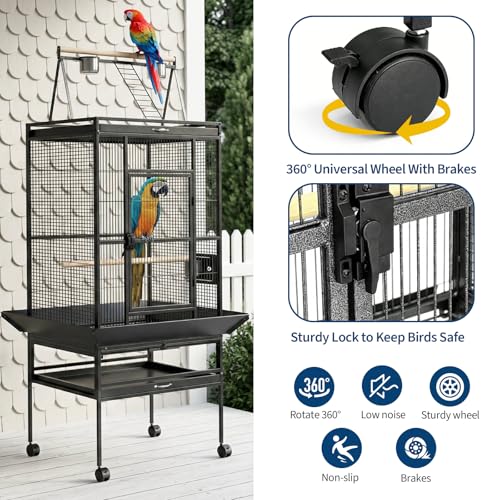 Garvee 68" h Large Bird Cage, Rolling Play Top Parakeet Cage, Big Bird Cages for Parrots, Parakeets, Cockatiels, Conures, Budgie, Lovebird