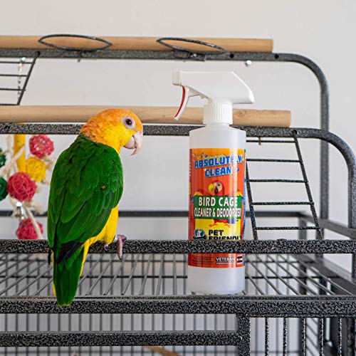 Absolutely Clean Amazing Bird Cage Cleaner and Deodorizer - Just Spray/Wipe - Safely & Easily Removes Bird Messes Quickly and Easily - Made in The US - Fragrance Free - 16oz (Pack of 2) - style: 16 Fl Oz (Pack of 2)