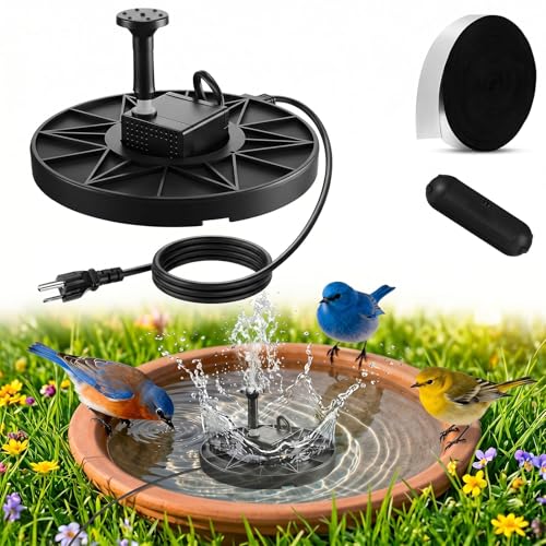 Relaxweex 70w Electrical Bird Bath Fountain with Submersible Heated Water Pump Pipe Insulation Tape Cord Cover for All-season Outdoor Birdbath, Wild Birds, Chicken Poultry Tank(70w,With Fountain Pump)