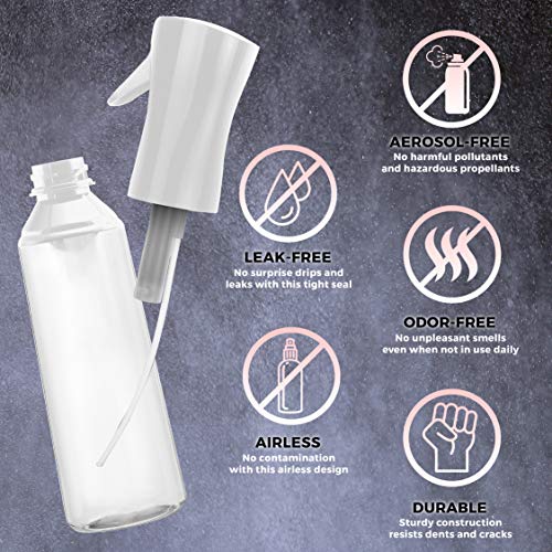 Hair Spray Bottle Continuous Water Mister Spray Empty Ultra Fine for Hair Styling, Pets, Plants, Cleaning, Misting & Skin Care, Salons, for Taming Hair in Morning, Curly Hair, Essential Oil - color: Clear