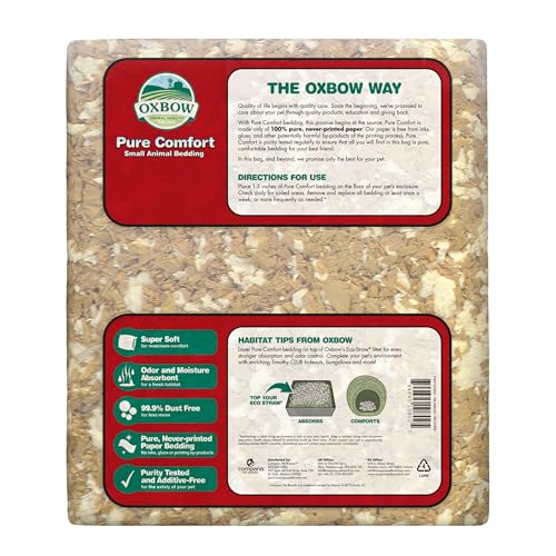 Oxbow Small Animal Bedding, Hamster, Guinea Pig, Rabbit, Blend, USA, 72 L | Pure Comfort, Hamster Bedding, Guinea Pig Bedding, Low Dust, Virgin Paper, Litter Box, Bunny, Rats, Gerbils, Chinchillas - color: Blend, size: 72 Liter