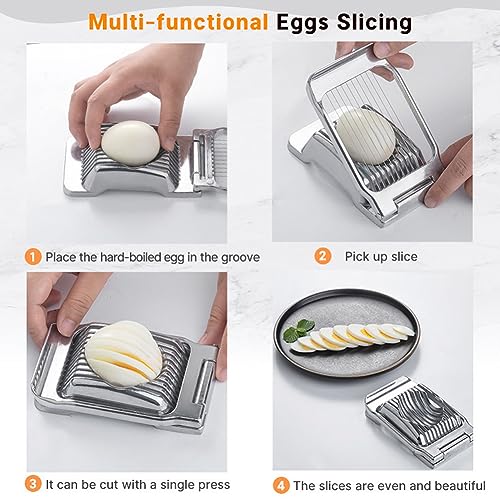 Egg Slicer, Aluminum Cutter with Stainless Steel Wires | Even slicer for hard boiled eggs, strawberries, mushrooms and other soft foods for salads, sandwiches and meal prep