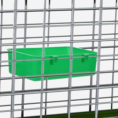 2 Pack Bird Cage Feeder, Hanging Plastic Food Water Bowls, Parakeet Cage Accessories, Bird Cages Feeder Convenient Small Animal Dish Food Container for Coop, Parrot, Finches, Lovebirds (Green)