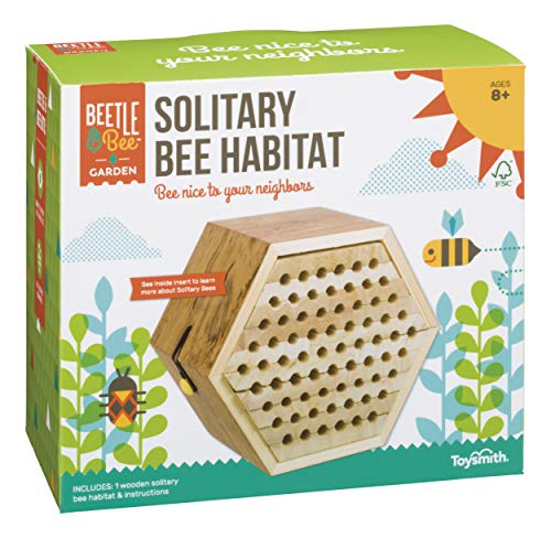 Toysmith Beetle & Bee Solitary Habitat Kit, Wooden Outdoor Science Toy | Kids Outdoor Toy, Bee House Craft, Garden Kit Learning, 13 FSC Wood Pieces, No Glue Hardware, Age 8+ Pollinator Activity - style: Solitary Bee Habitat