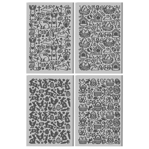 CHGCRAFT 4 Sheets Easter Bunny Clay Texture Mat Easter Chicken Pattern Polymer Clay Texture Sheets DIY Tools for Pottery Earring Jewelry Making Stamp Engraving Machines, 3.9x2.6inch - style: Easter Chicken