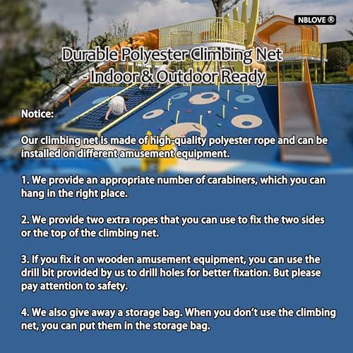 Outdoor & Indoor Premium Climbing Net - 8 Sizes Polyester Fiber. Easy Install with Extras. Handcrafted & Practical. Ideal Gift. (3ft x 6ft)