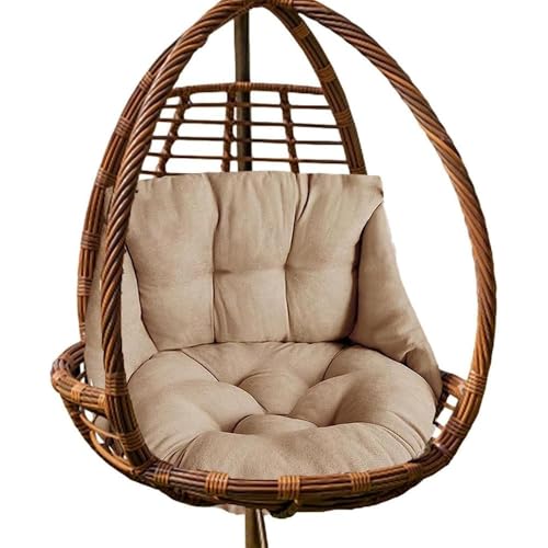 Hammock Chair Cushion, Hanging Basket Egg Chair Cushion Round Seat Thick Nest Back Pillow for Patio Garden Swing Chair Seat Pads (Only Pads) (Brown) - color: Brown