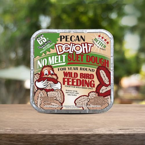 C&S Pecan Delight No Melt Suet Dough, Suet Cakes for Wild Birds Including Nuthatches, Woodpeckers, Chickadees and More, 11.75 Ounces, Pack of 8 - size: 1.47 Ounce (Pack of 8), style: Pecan, 8 Pack